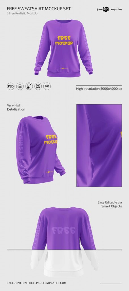 3 Different Visions of Sweatshirt Mockup