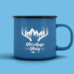 3 Enamel Mug Mockups in Different Views and Positions