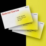 3 Flying Business Cards Mockup in Front Sight