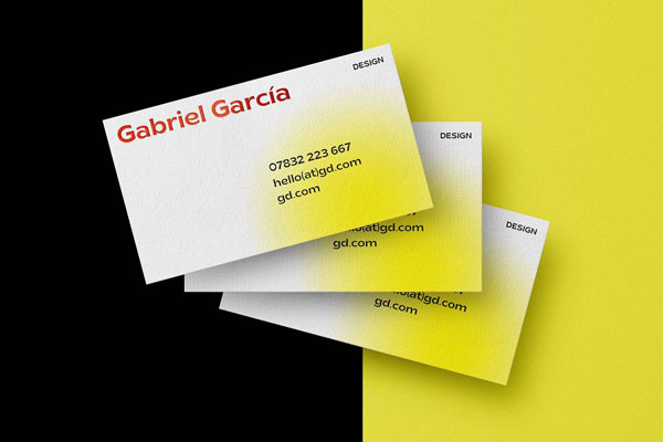 3 Flying Business Cards Mockup in Front Sight