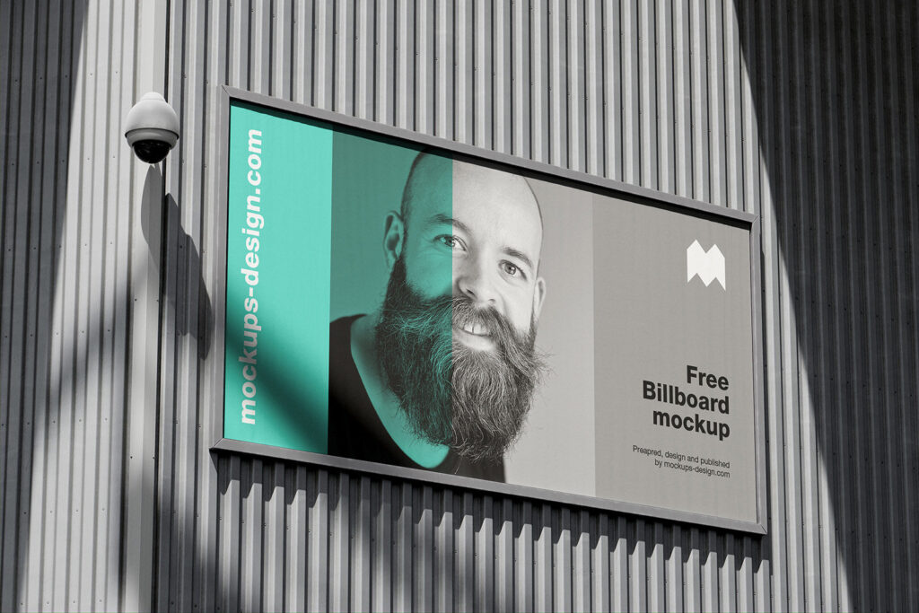 3 Industrial Billboard Mockups with Corrugated Metal Wall
