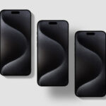 3 iPhones 15 Pro Mockup in Top View