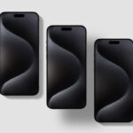 3 iPhones 15 Pro Mockup in Top View