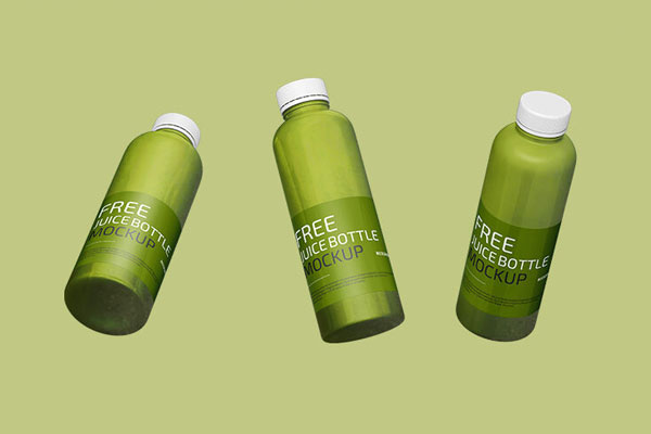 3 Juice Bottle Mockups in Different Positions