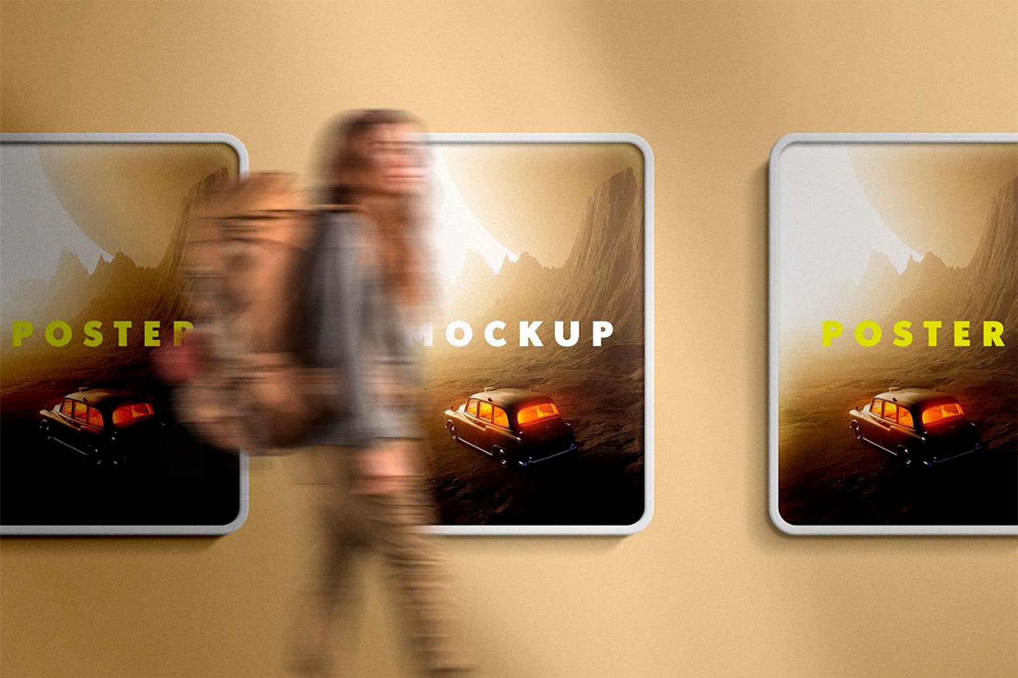 Free 3 Lightbox Poster Mockup PSD Template