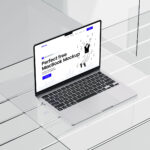 3 MacBook Mockups on Glass