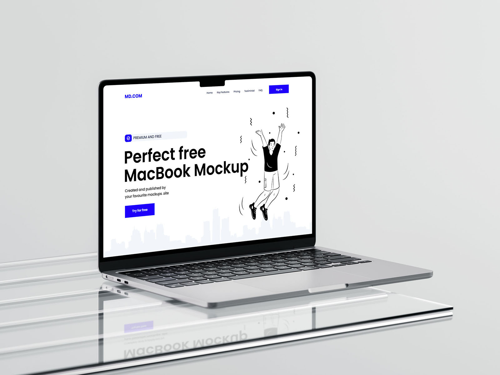 3 Macbook Mockups on Glass FREE PSD