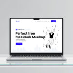 3 MacBook Mockups on Glass