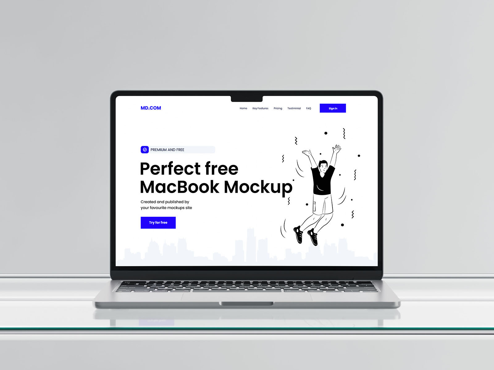 3 Macbook Mockups on Glass FREE PSD