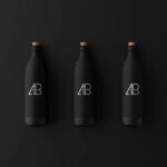 3 Matte Black Bottle Mockup on Dark Background