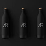 3 Matte Black Bottle Mockup on Dark Background