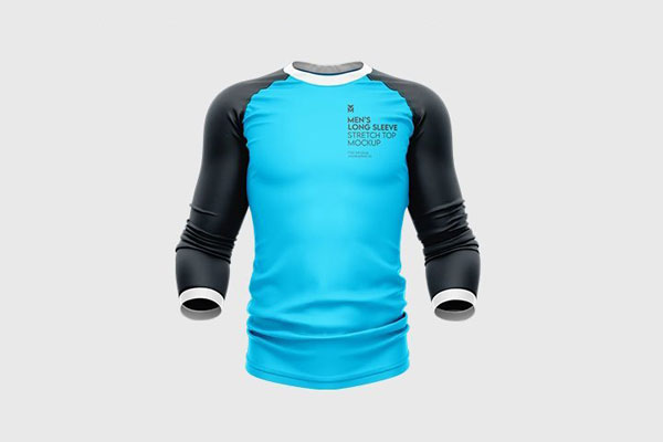 3 Men’s Stretch Long Sleeve Top Mockups in Various Views