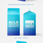 3 Milk Carton Box Mockups From Different Views