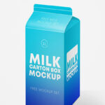 3 Milk Carton Box Mockups From Different Views