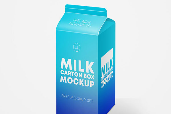 3 Milk Carton Box Mockups From Different Views