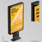 3 Minimalistic Mockups Featuring Street Billboard Stand in Different Views
