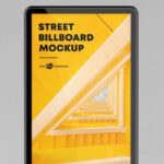 3 Minimalistic Mockups Featuring Street Billboard Stand in Different Views