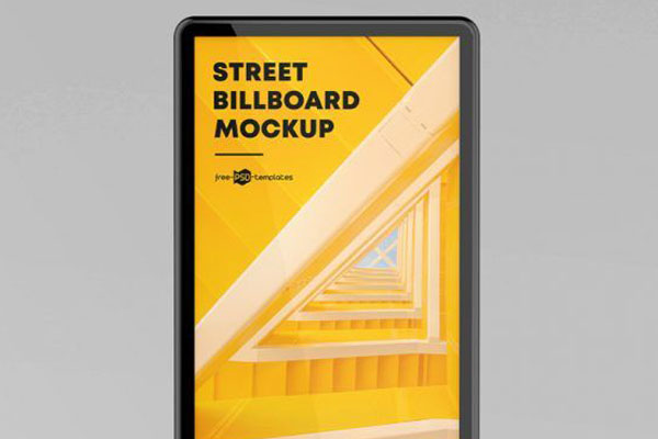 3 Minimalistic Mockups Featuring Street Billboard Stand in Different Views