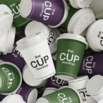3 Mixed Coffee Cups Mockup in Top Sight