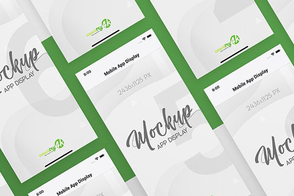 3 Mobile App Display Grid Mockups