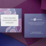 3 Mockups Featuring Stacks of Square Business Cards