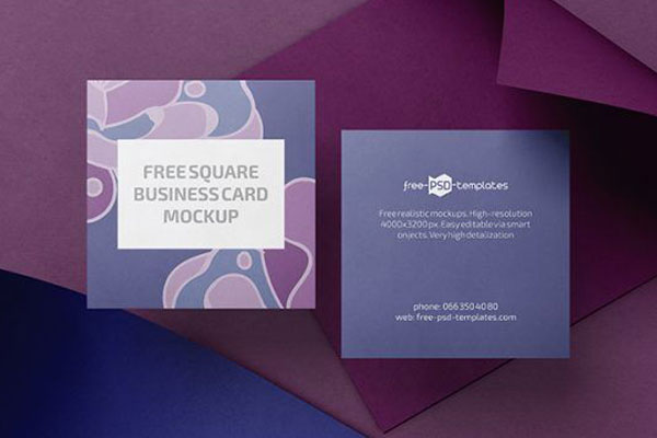 3 Mockups Featuring Stacks of Square Business Cards