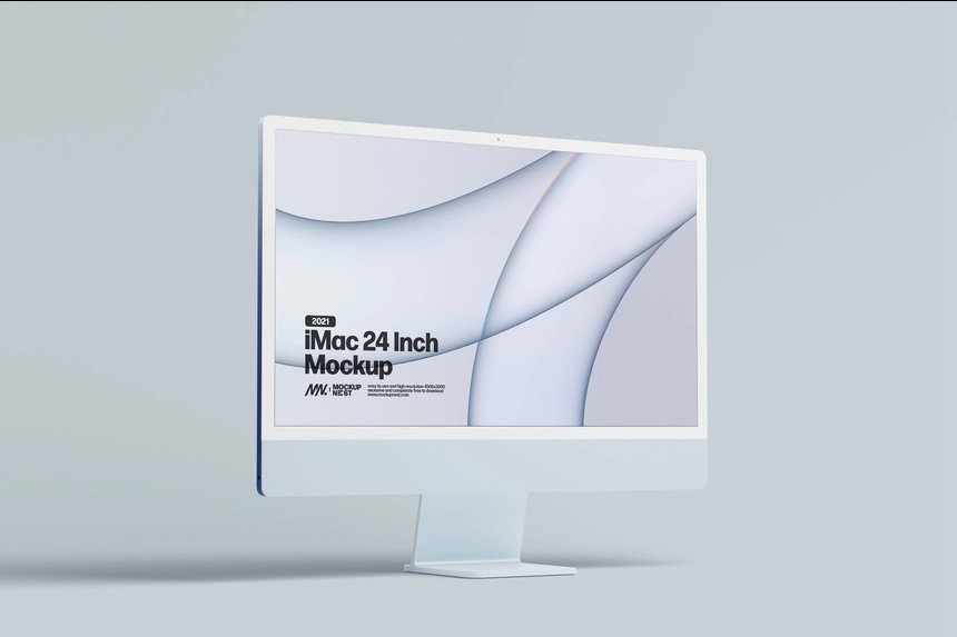 3 Mockups of a 2021 iMac 24-inch in Multiple Angles