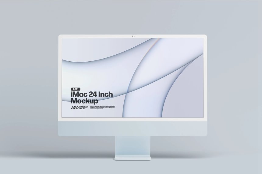 3 Mockups of a 2021 iMac 24-inch in Multiple Angles