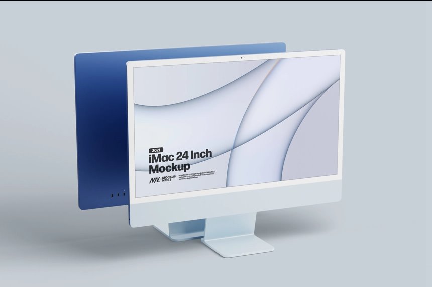 3 Mockups of a 2021 iMac 24-inch in Multiple Angles