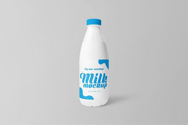 3 Mockups of a Plastic Milk Bottle in Different Angles