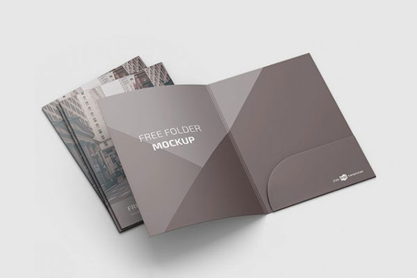 3 Mockups of A4 Pocket Folders in Different Views