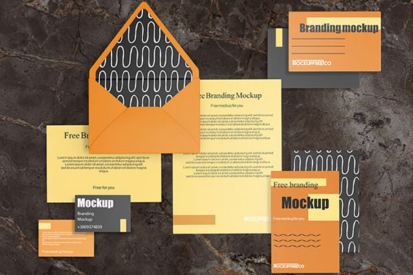 3 Mockups of Branding Stationery in Different Views