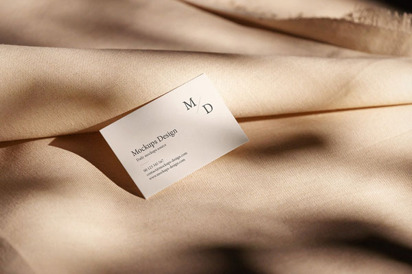 3 Mockups of Business Card on Linen Fabric
