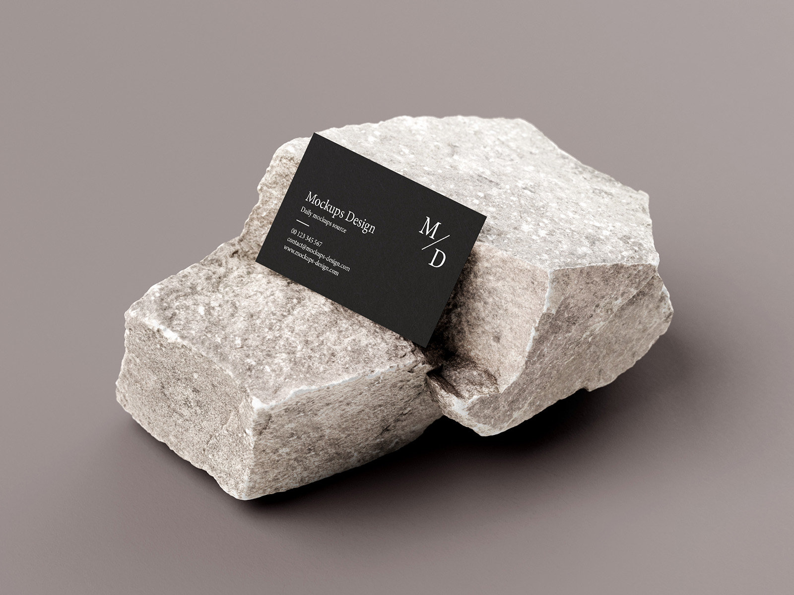 3 Mockups of Business Cards on Stone FREE PSD