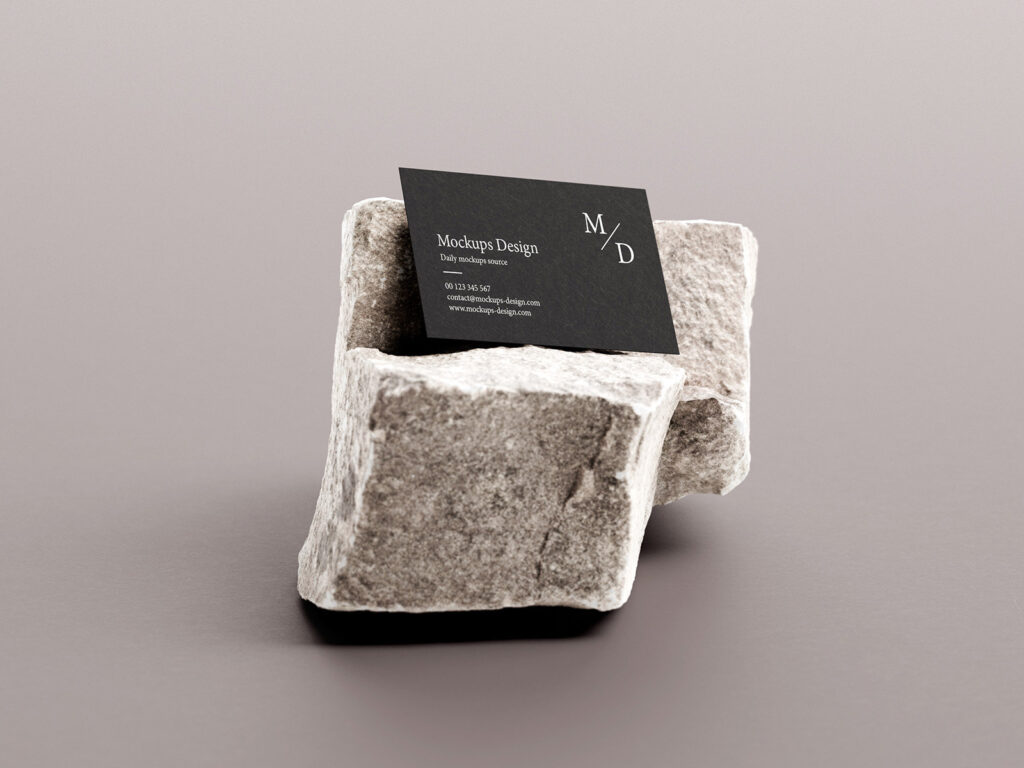 3 Mockups of Business Cards on Stone