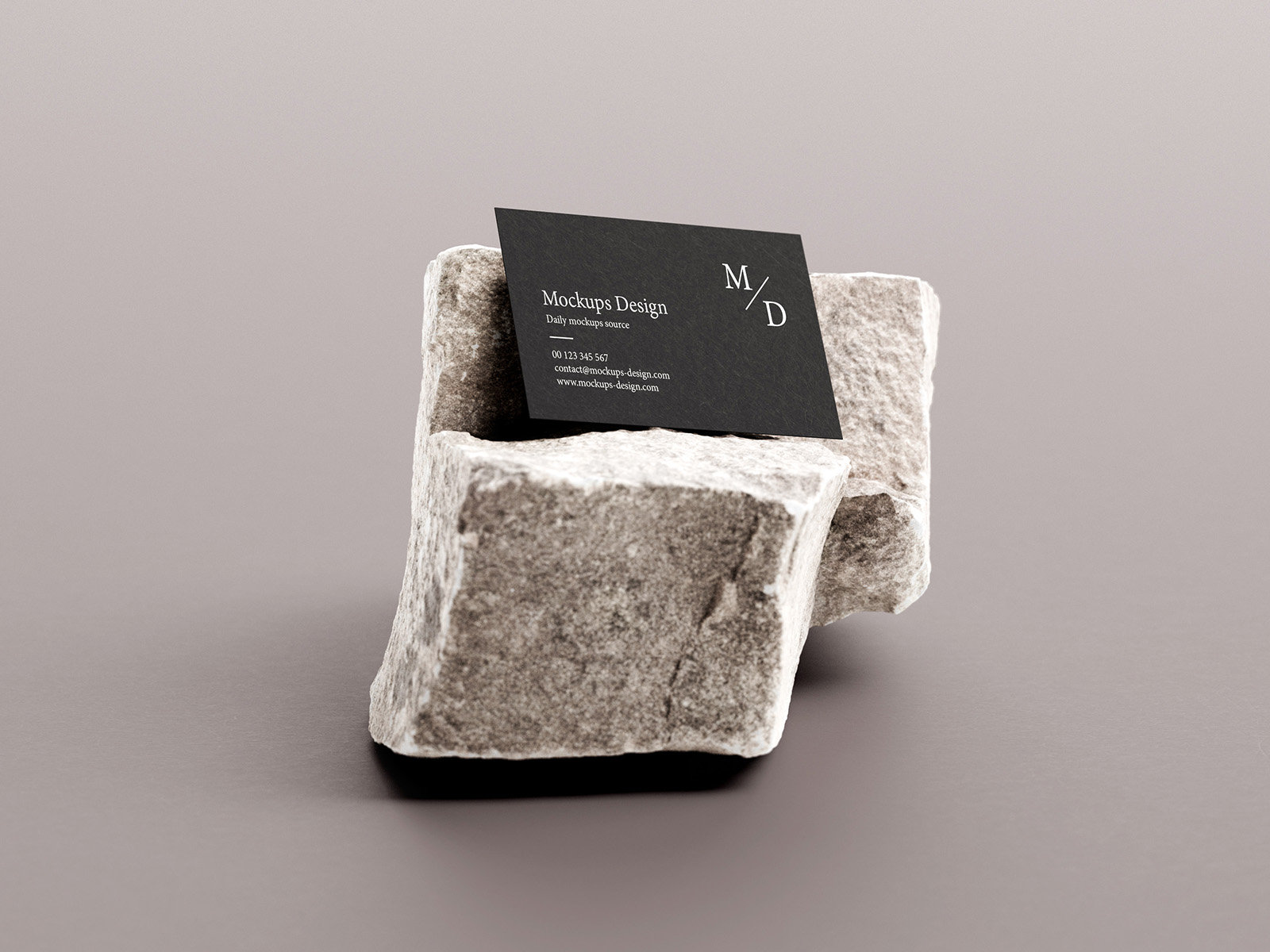 3 Mockups of Business Cards on Stone FREE PSD