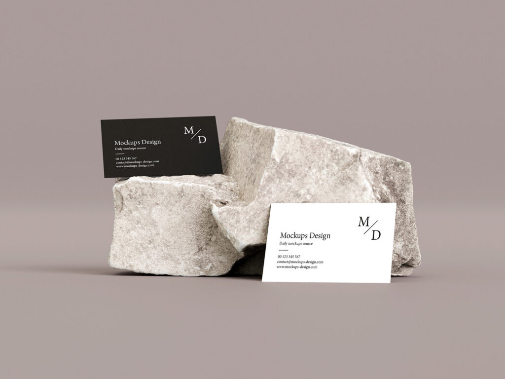 3 Mockups of Business Cards on Stone