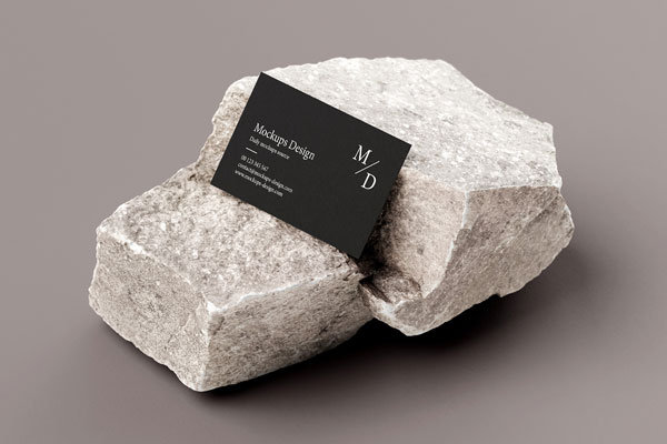 3 Mockups of Business Cards on Stone