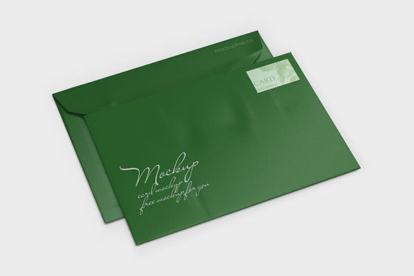 3 Mockups of Christmas Card and Envelopes in Different Views
