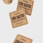 3 Mockups of Cork Drink Coasters in Different Angles