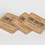 3 Mockups of Cork Drink Coasters in Different Angles