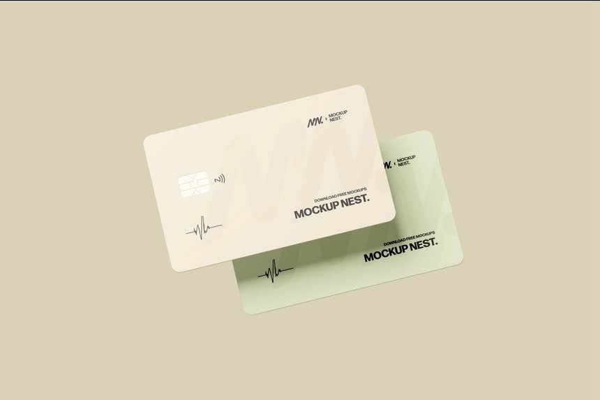 3 Mockups of Credit Cards Floating in the Air