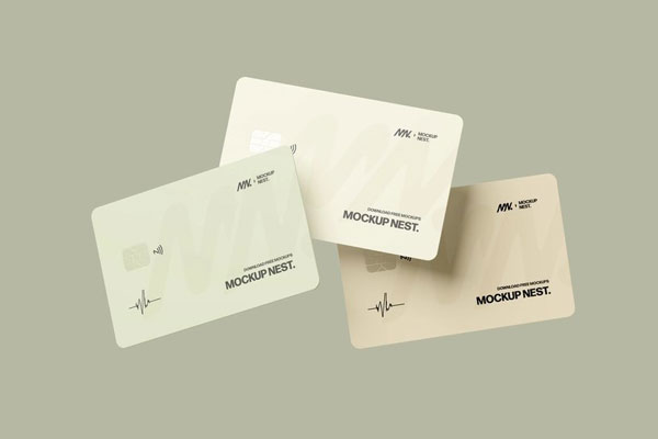 3 Mockups of Credit Cards Floating in the Air