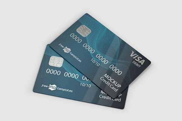 3 Mockups of Credit Cards in Different Angles and Positions