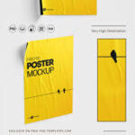 3 Mockups of Crumpled Posters in Different Views