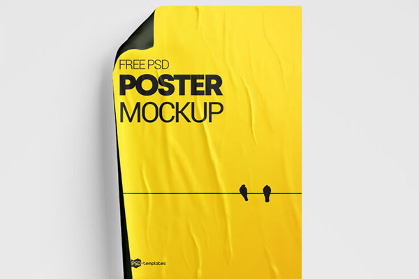 3 Mockups of Crumpled Posters in Different Views