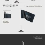 3 Mockups of Desk Flag in Front View