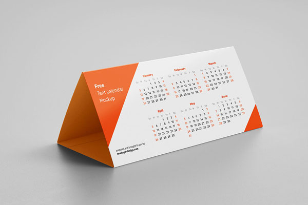 3 Mockups of DL Tent Calendars in Different Views