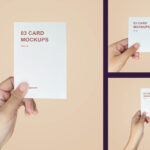 3 Mockups of Hands Holding Business Cards in Different Ways
