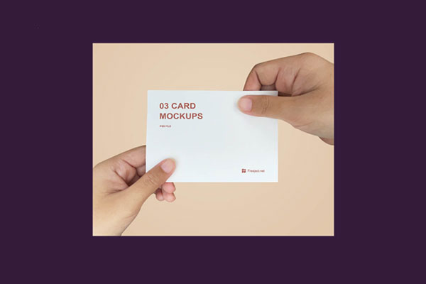 3 Mockups of Hands Holding Business Cards in Different Ways